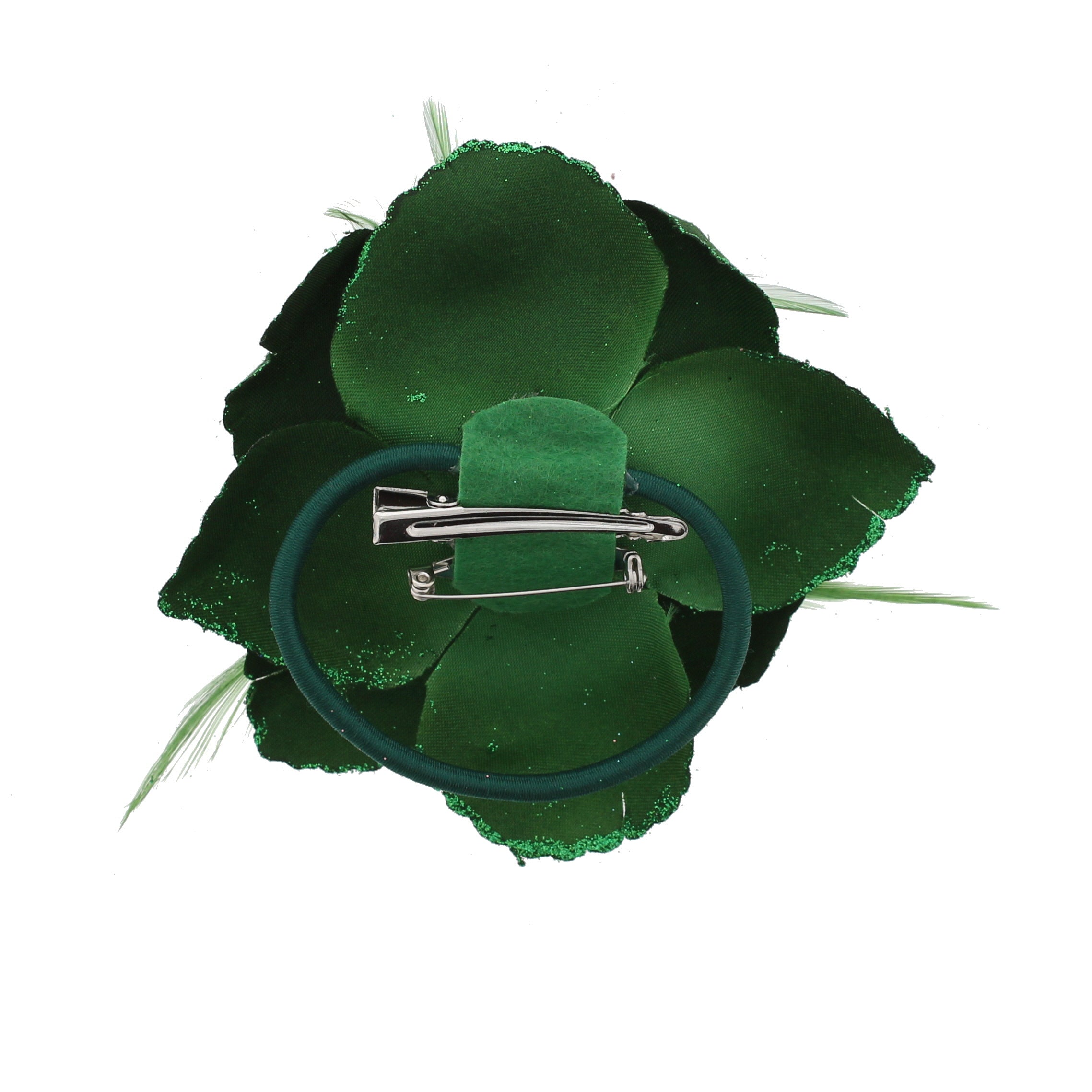 Glitter Rose with Feathers on Concord Clip