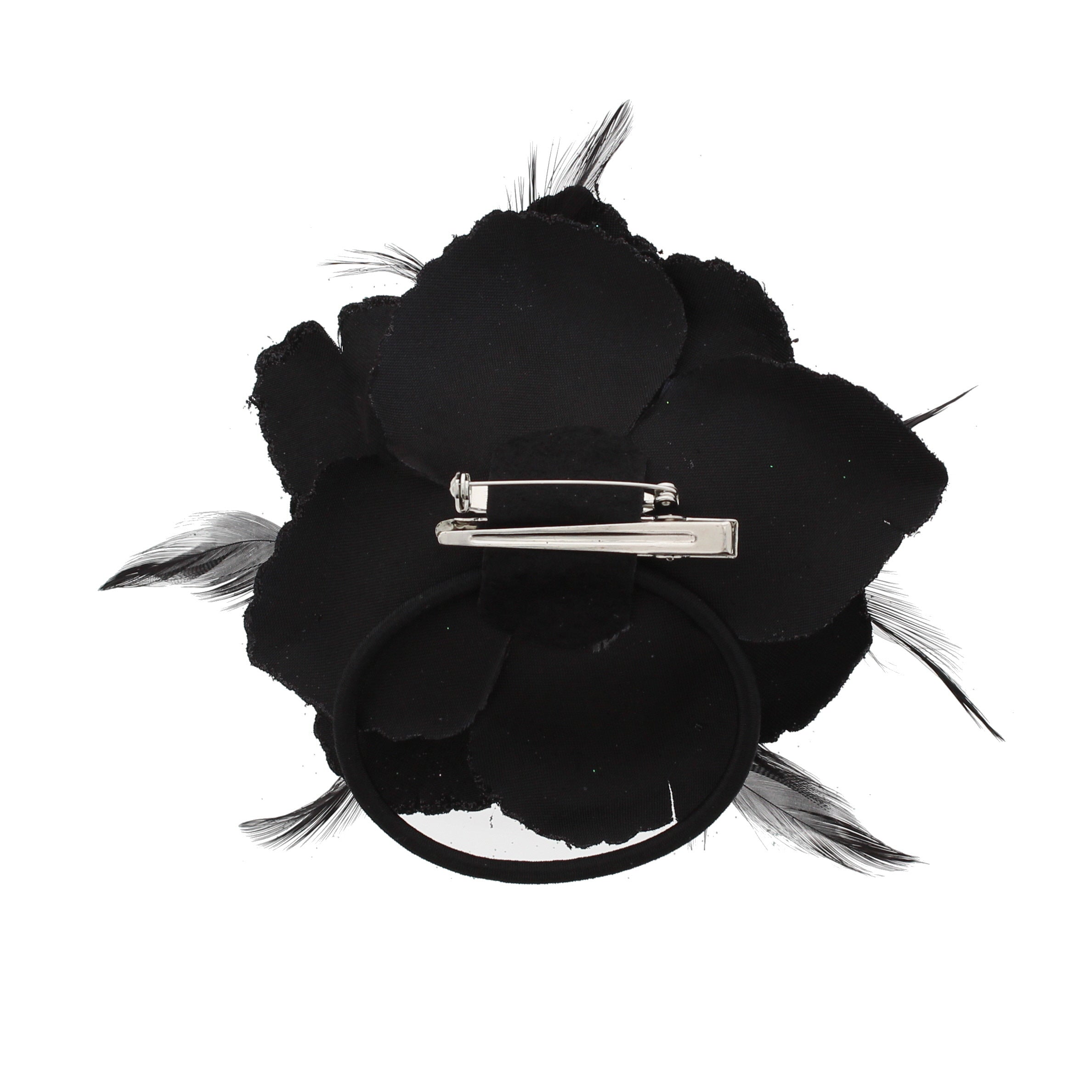 Glitter Rose with Feathers on Concord Clip