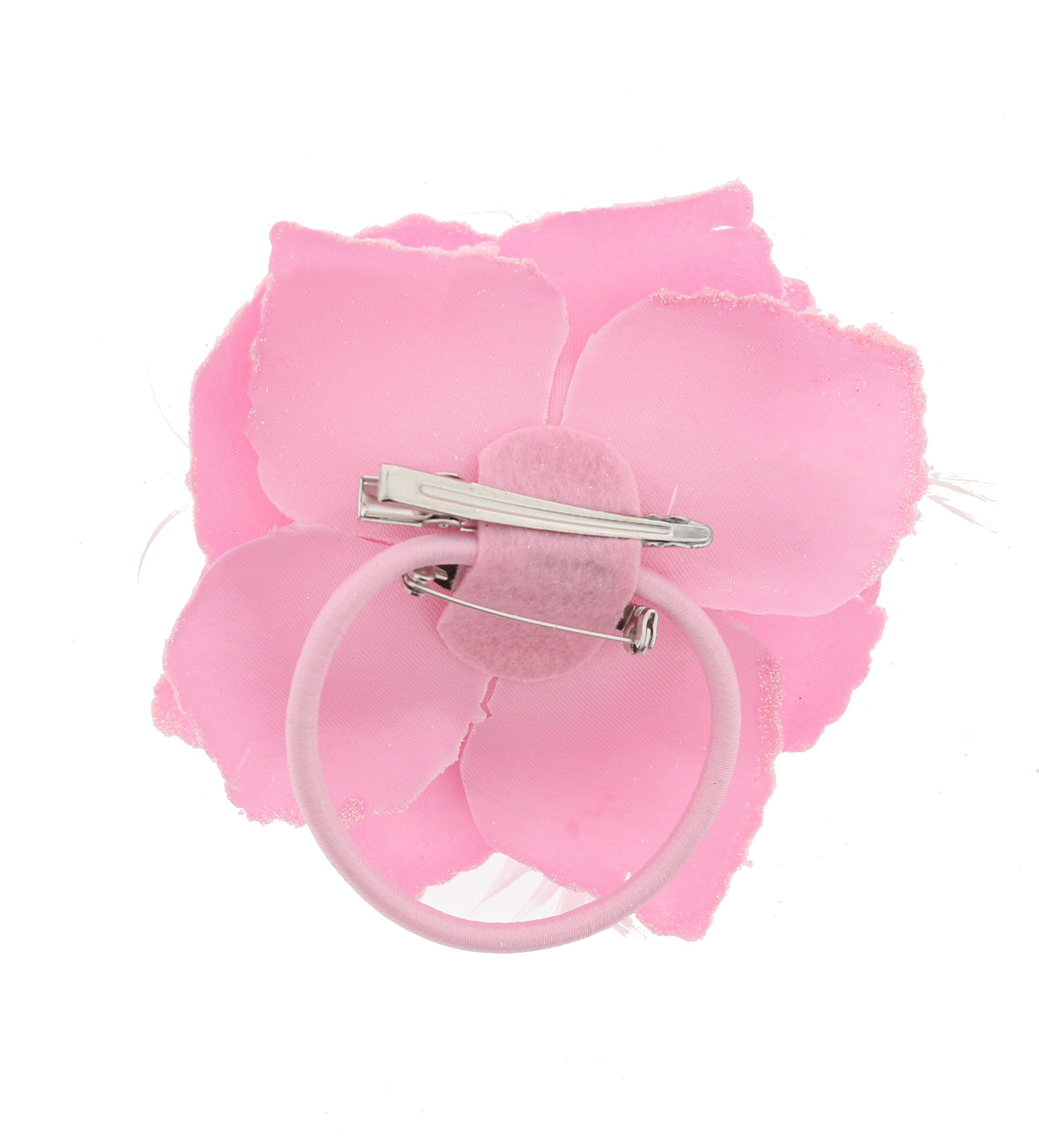 Glitter Rose with Feathers on Concord Clip