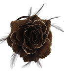 Glitter Rose with Feathers on Concord Clip