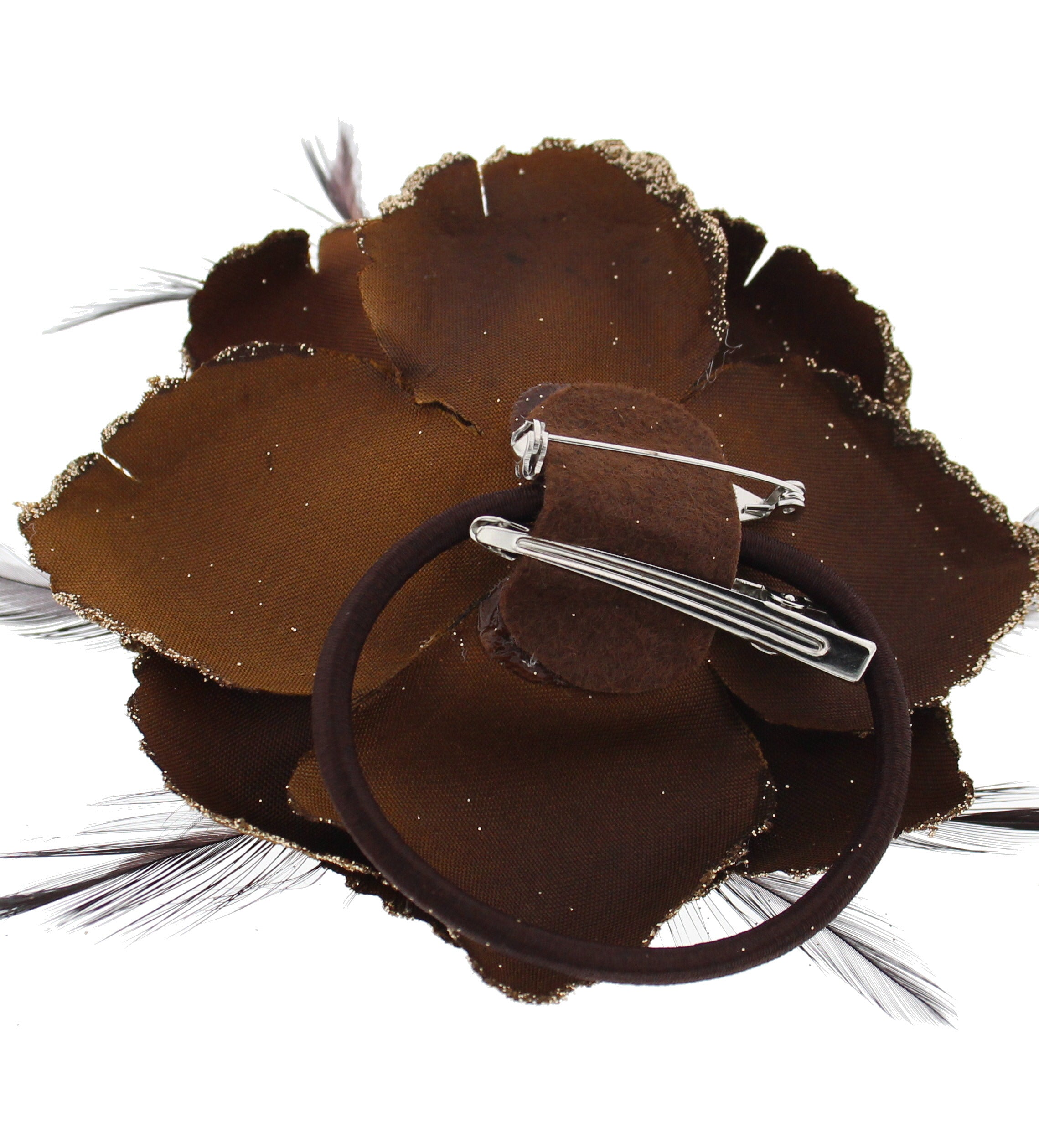 Glitter Rose with Feathers on Concord Clip
