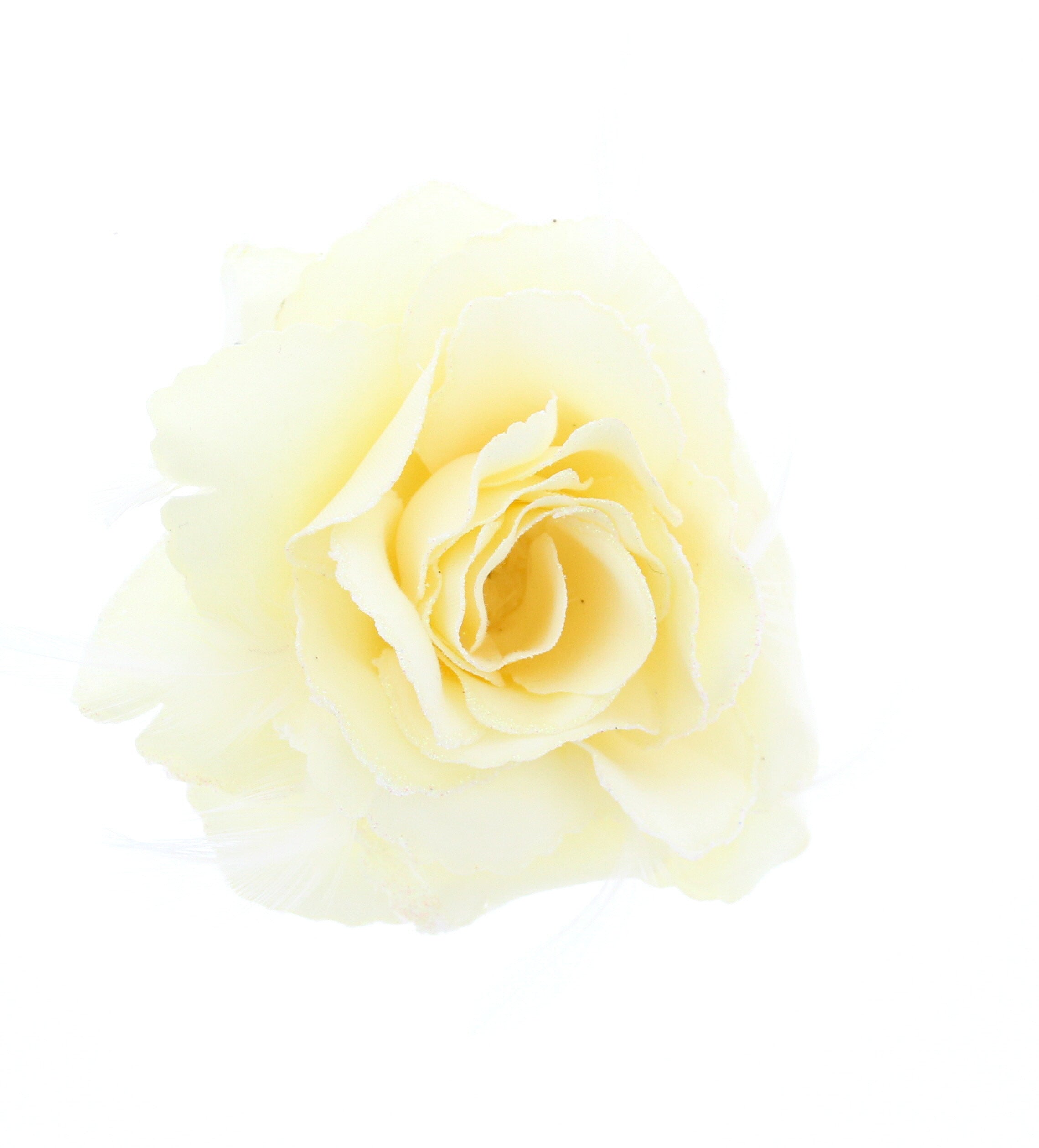 Glitter Rose with Feathers on Concord Clip