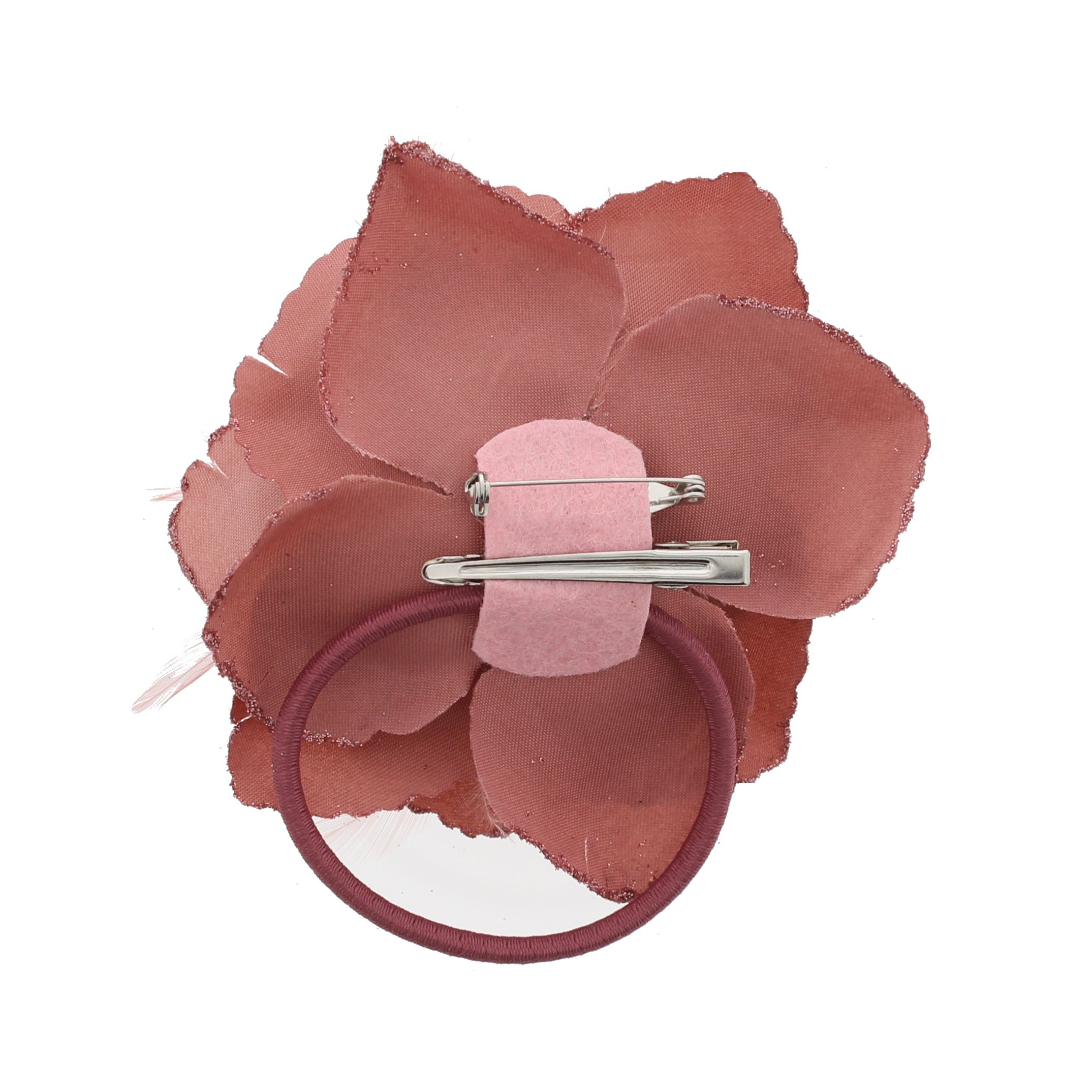 Glitter Rose with Feathers on Concord Clip