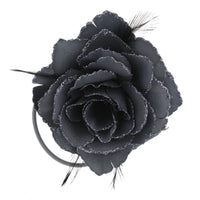 Glitter Rose with Feathers on Concord Clip