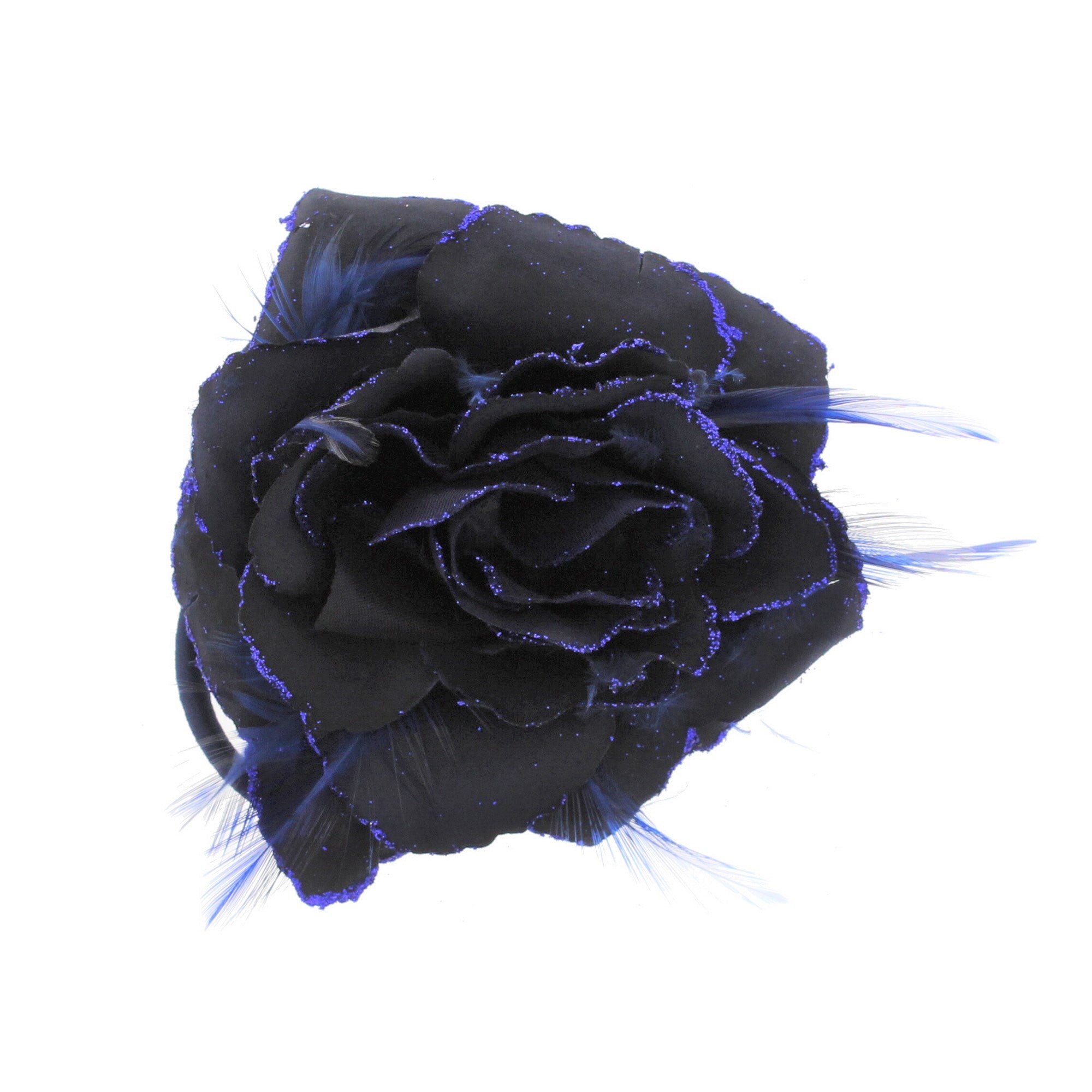 Glitter Rose with Feathers on Concord Clip