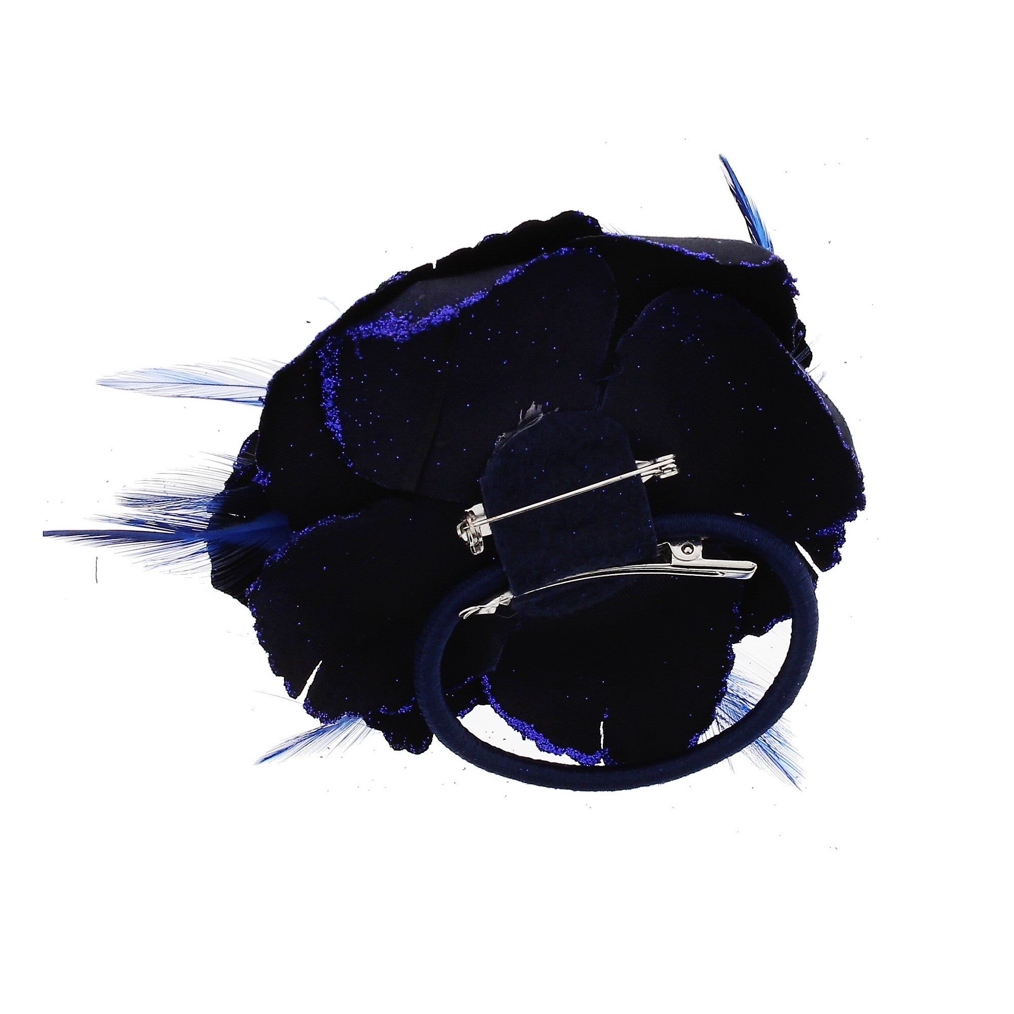 Glitter Rose with Feathers on Concord Clip