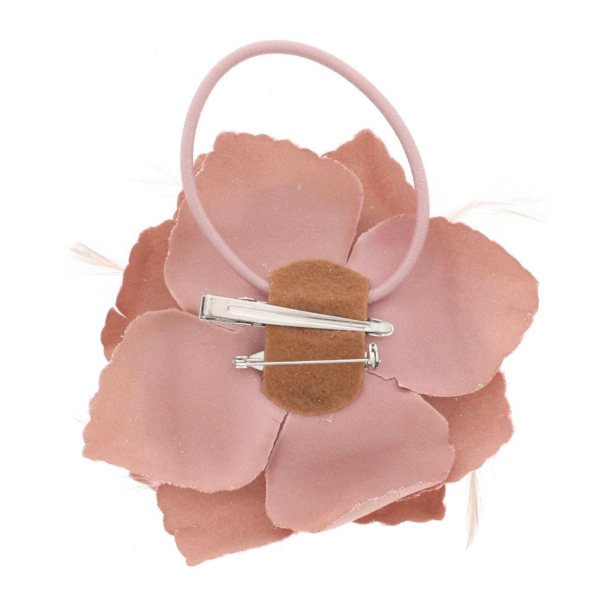 Glitter Rose with Feathers on Concord Clip