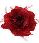 Glitter Rose with Feathers on Concord Clip