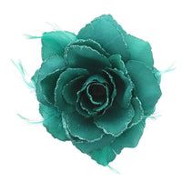 Glitter Rose with Feathers on Concord Clip