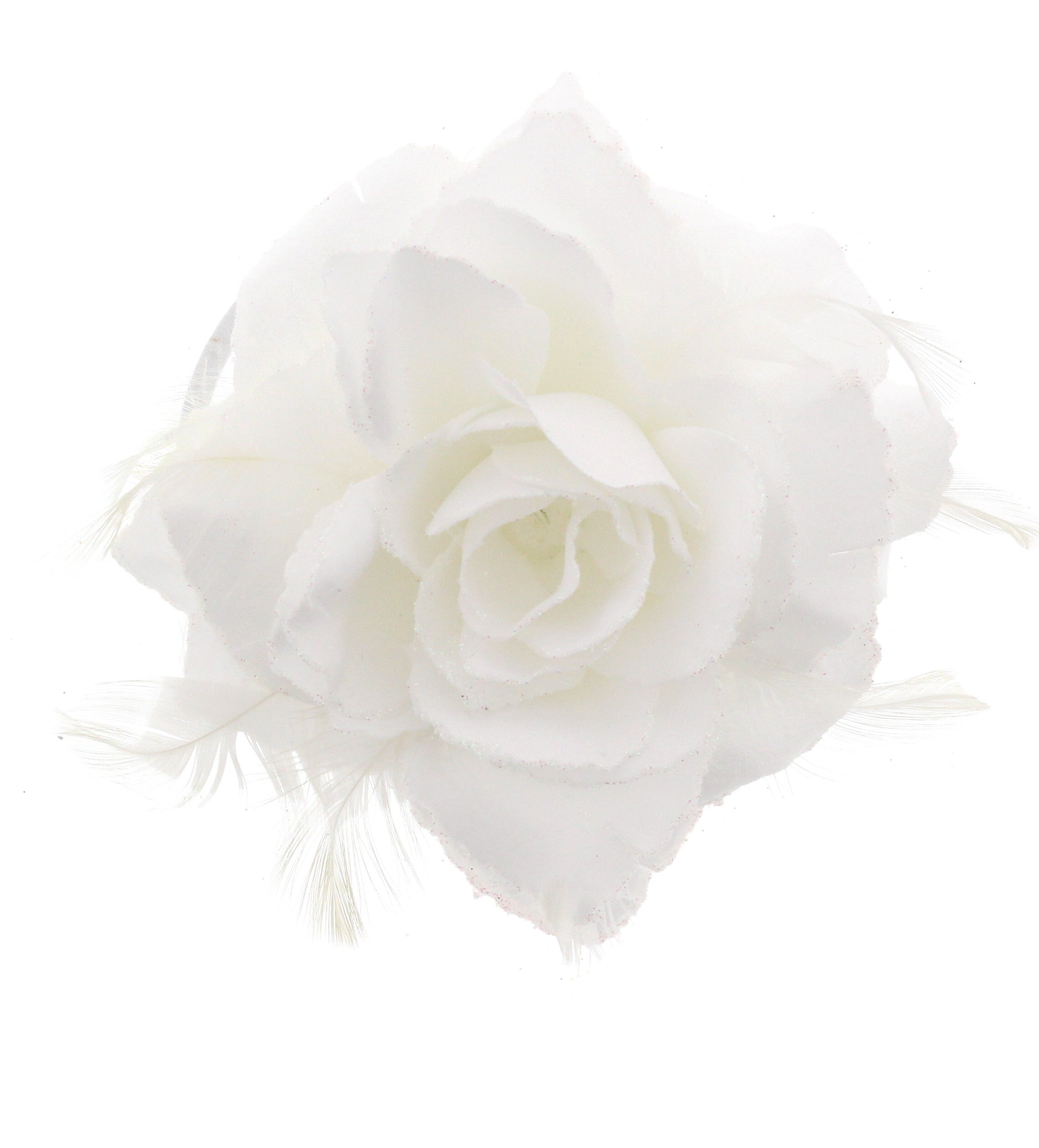 Glitter Rose with Feathers on Concord Clip
