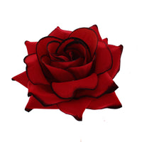 Red Rose on Concord Hair Clip with Black Edging