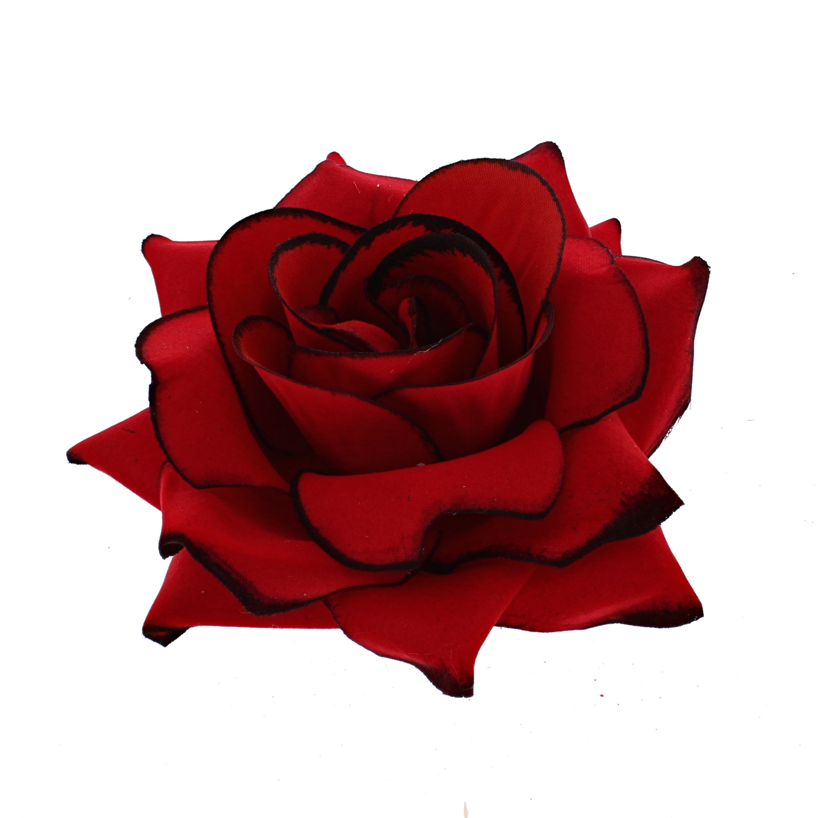 Red Rose on Concord Hair Clip with Black Edging