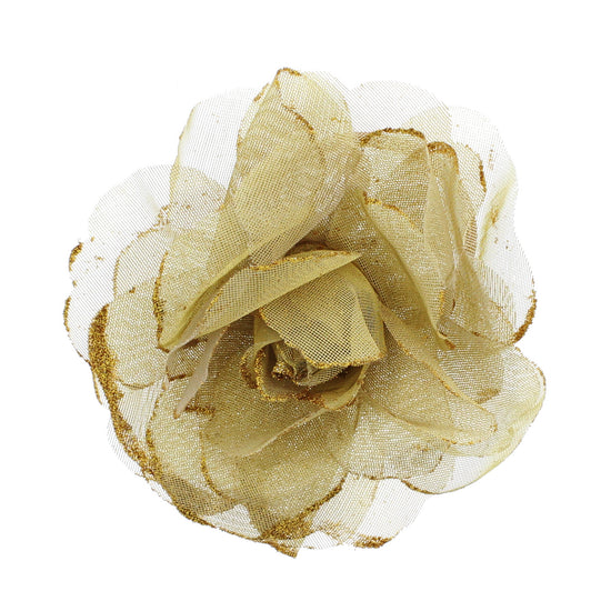 Mesh Glitter Rose | 3-in-1 Versatile Hair Clip, Brooch Pin & Elastic Headpiece