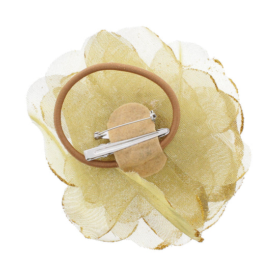 Mesh Glitter Rose | 3-in-1 Versatile Hair Clip, Brooch Pin & Elastic Headpiece