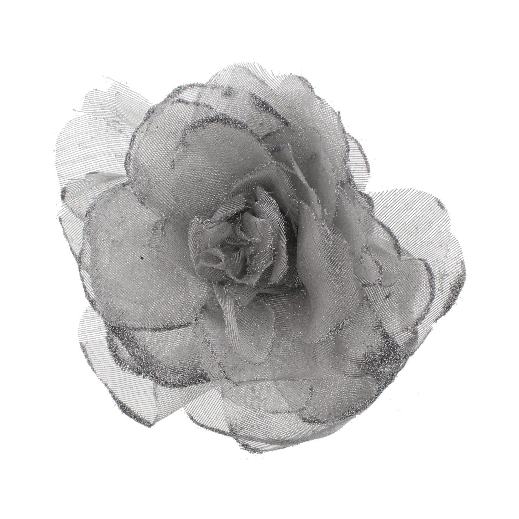 Mesh Glitter Rose | 3-in-1 Versatile Hair Clip, Brooch Pin & Elastic Headpiece