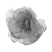Mesh Glitter Hair Rose with Feathers on Concord Clip, Elastic & Brooch Pin (13cm Diameter)