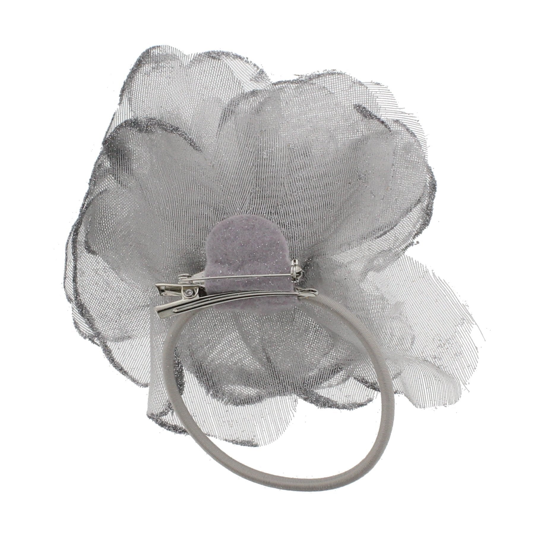 Mesh Glitter Rose | 3-in-1 Versatile Hair Clip, Brooch Pin & Elastic Headpiece