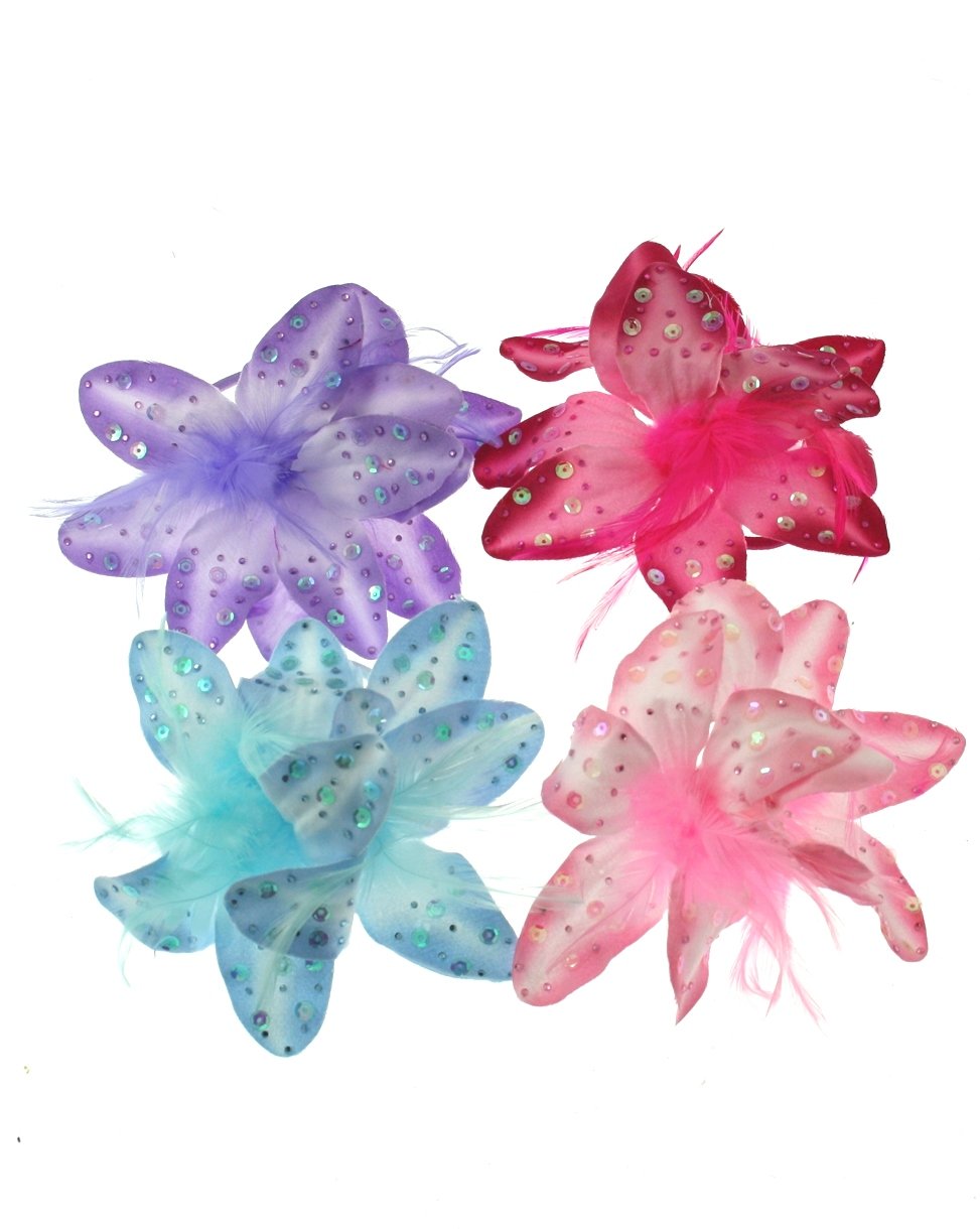 Lilies with Feathers & Sequins Hair Elastic