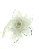 Double-Sided Rose with Feathers & Glitter Hair Clamp