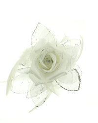 Double-Sided Rose with Feathers & Glitter Hair Clamp