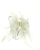 Double-Sided Rose with Feathers & Glitter Hair Clamp