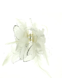 Double-Sided Rose with Feathers & Glitter Hair Clamp