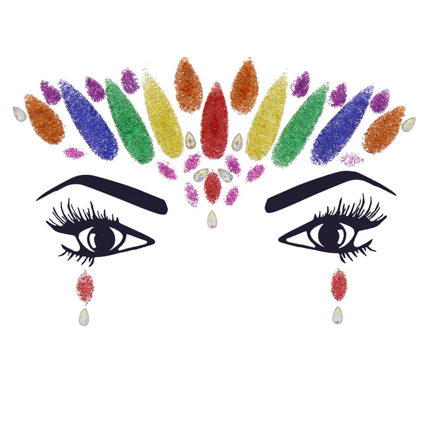 Rainbow Glitter Crystal Stone Face Gems / Jewels