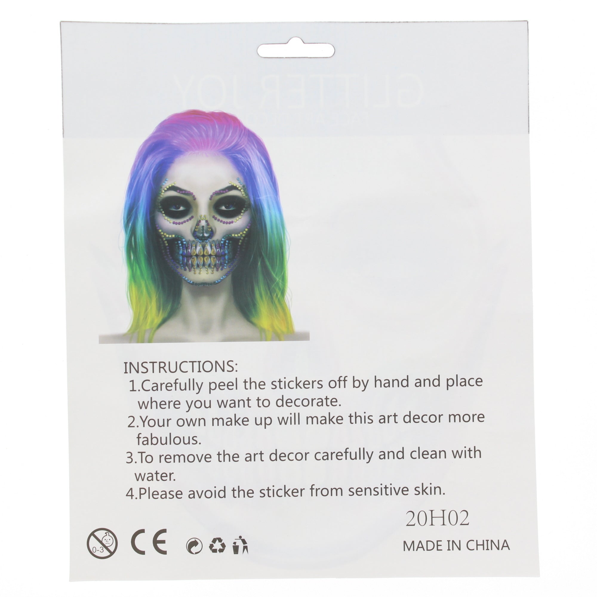 Scary Skeleton Rainbow Face Gems Set