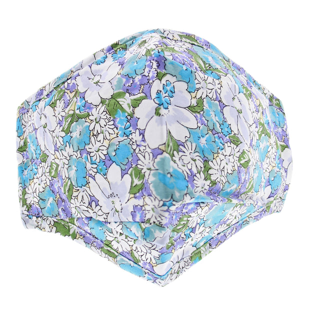 Baby Blue Floral Print Cotton Face Mask