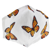 White with Butterfly Print Cotton Face Mask