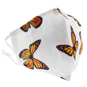 White with Butterfly Print Cotton Face Mask