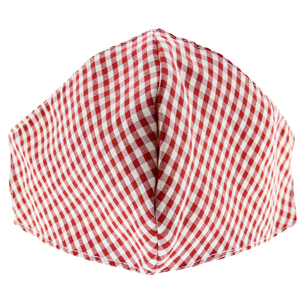 Checkered Gingham Print Cotton Face Mask