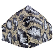 Sequins Leopard Print Mesh Cotton Face Mask