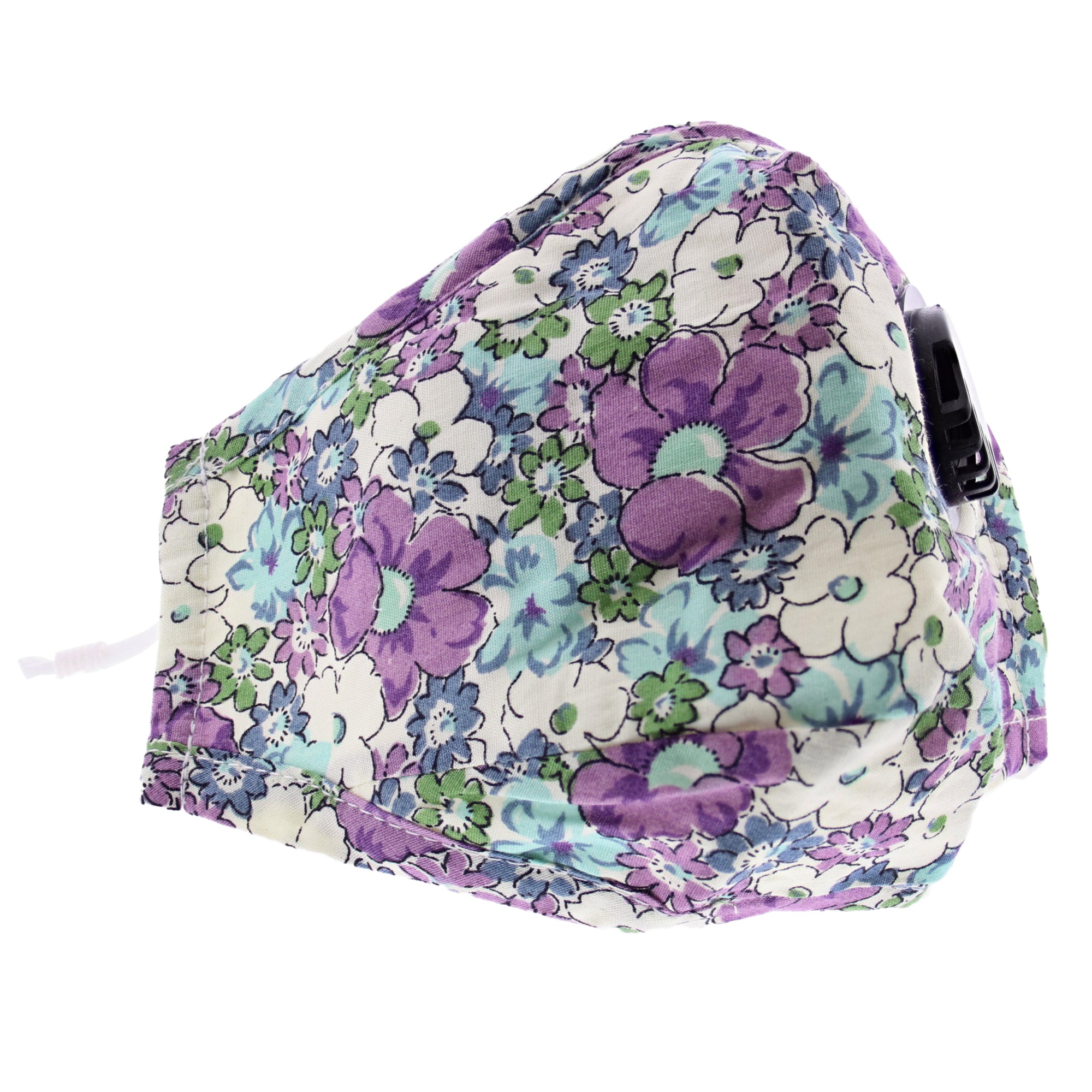 Mauve Floral Print Cotton Face Mask with Valve