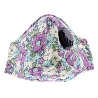 Mauve Floral Print Cotton Face Mask with Valve