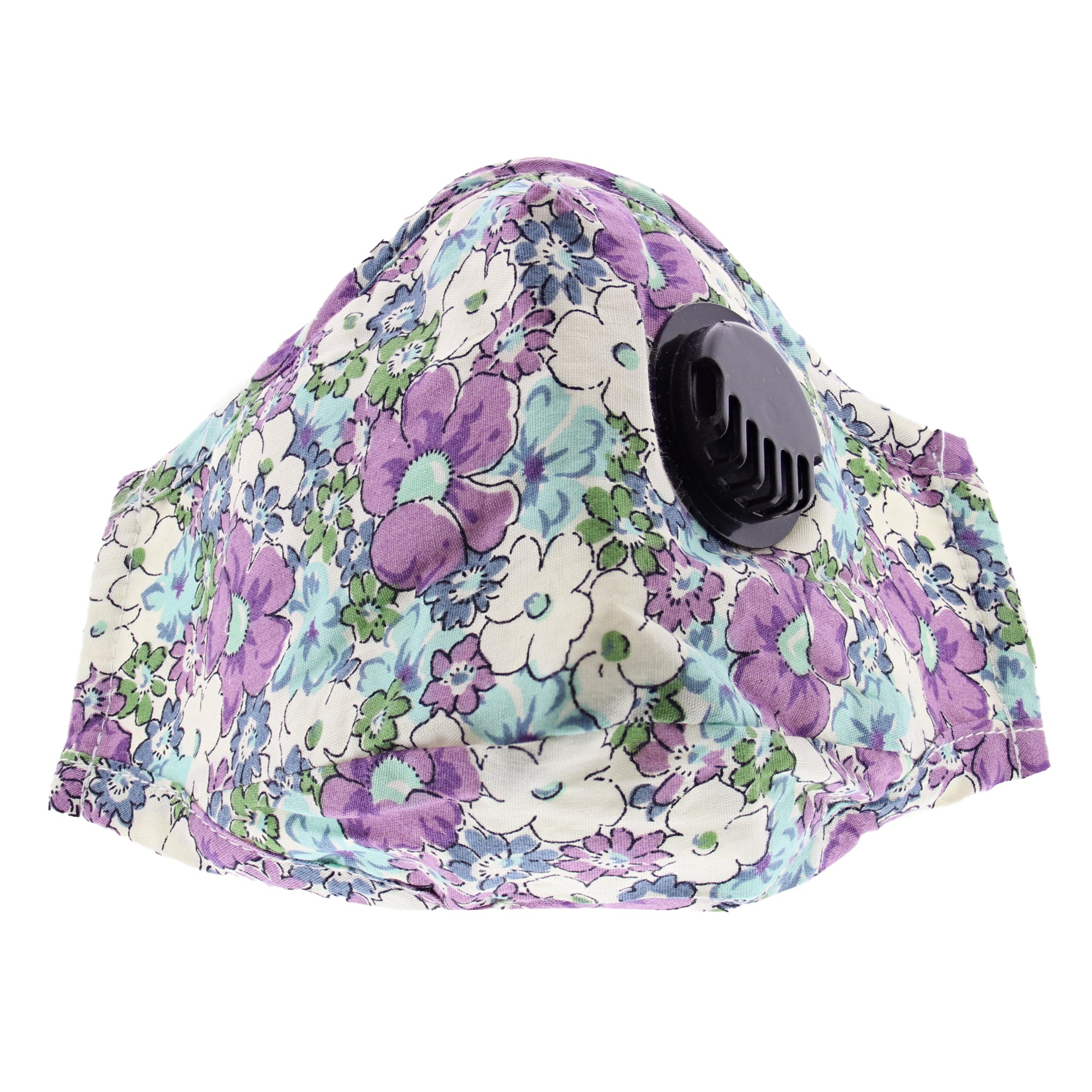 Mauve Floral Print Cotton Face Mask with Valve