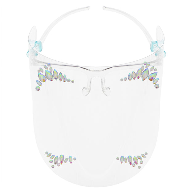 Full Face Shield Visor Glasses with Self Adhesive Face Gems/ Jewels