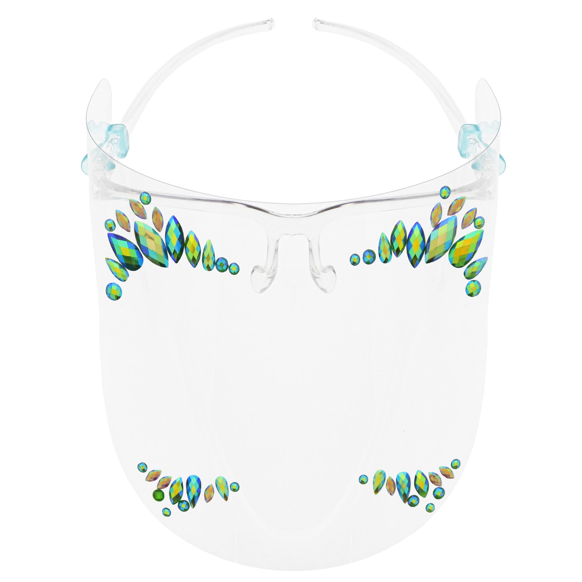 Full Face Shield Visor Glasses with Self Adhesive Face Gems/ Jewels