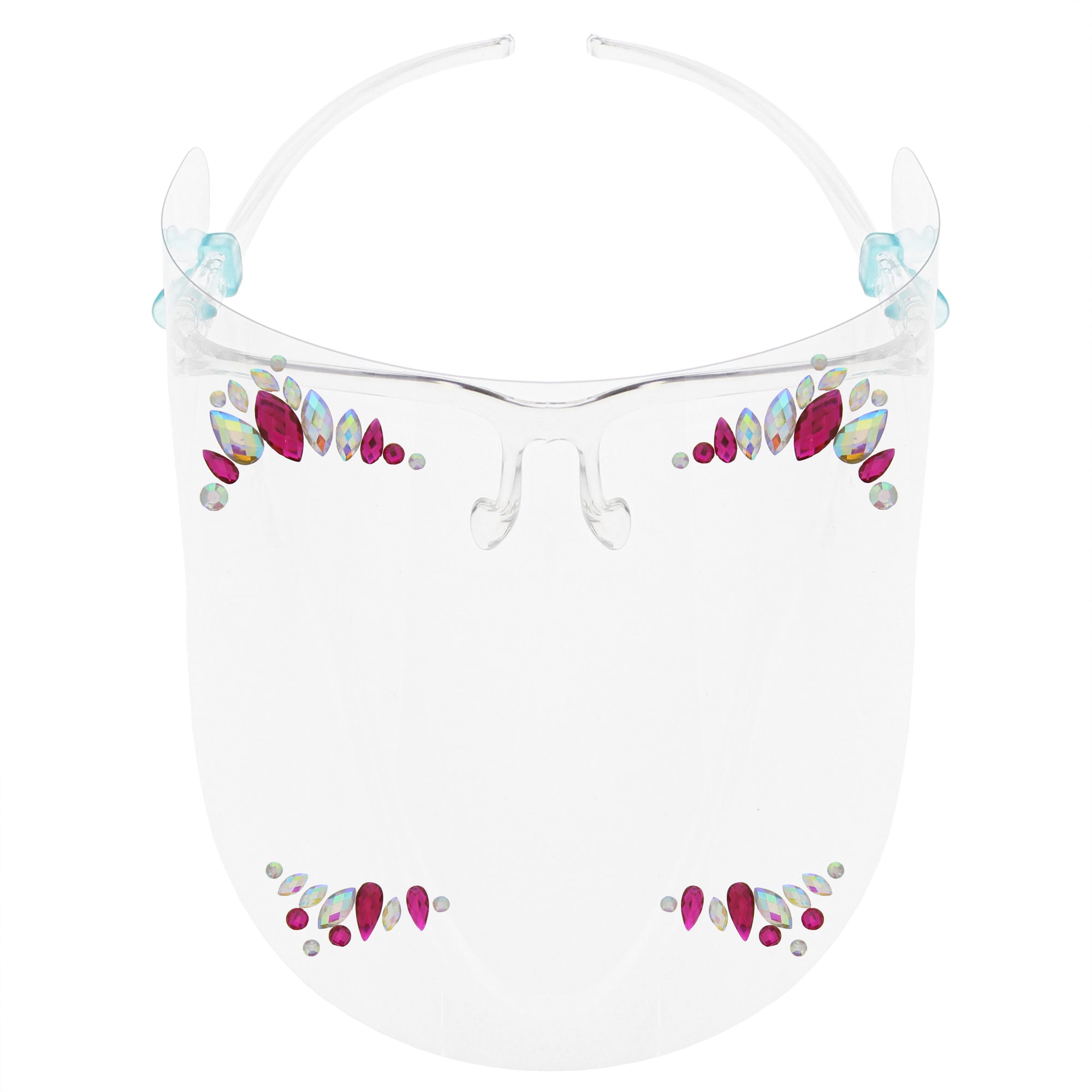 Full Face Shield Visor Glasses with Self Adhesive Face Gems/ Jewels