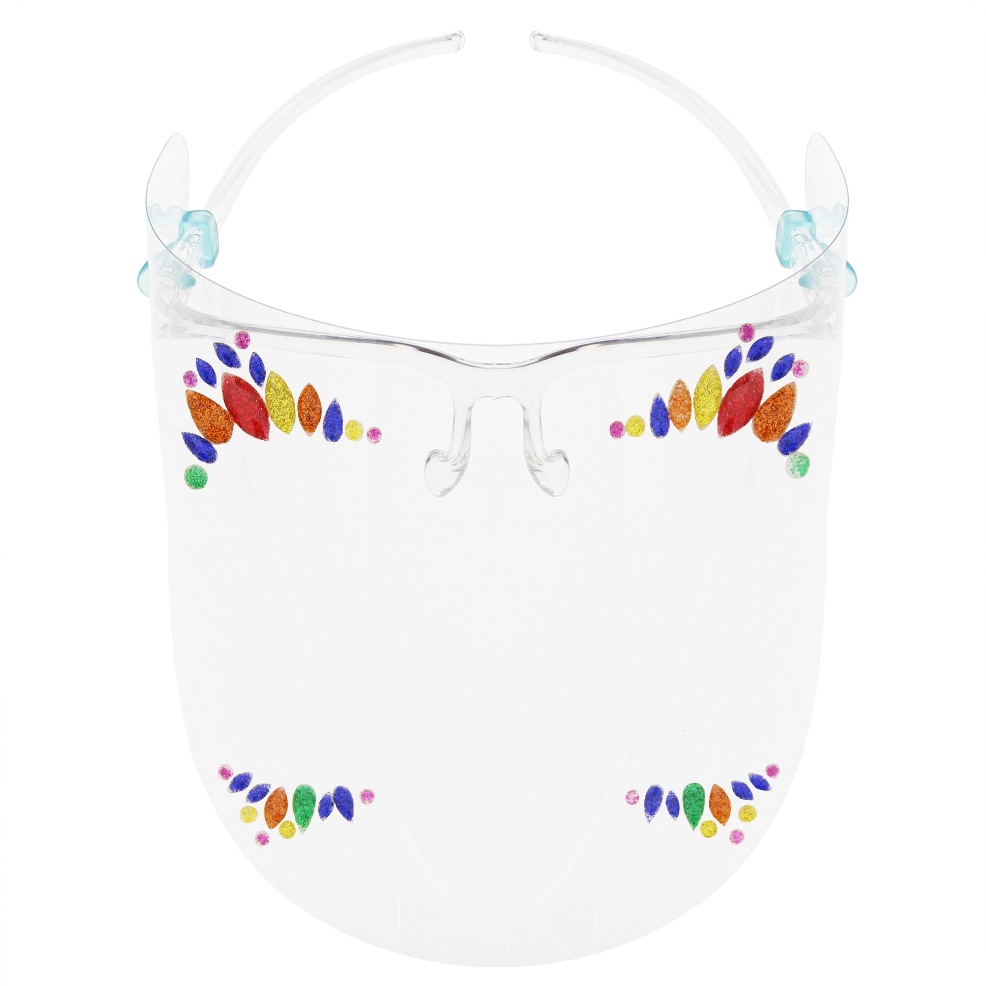 Full Face Shield Visor Glasses with Self Adhesive Face Gems/ Jewels