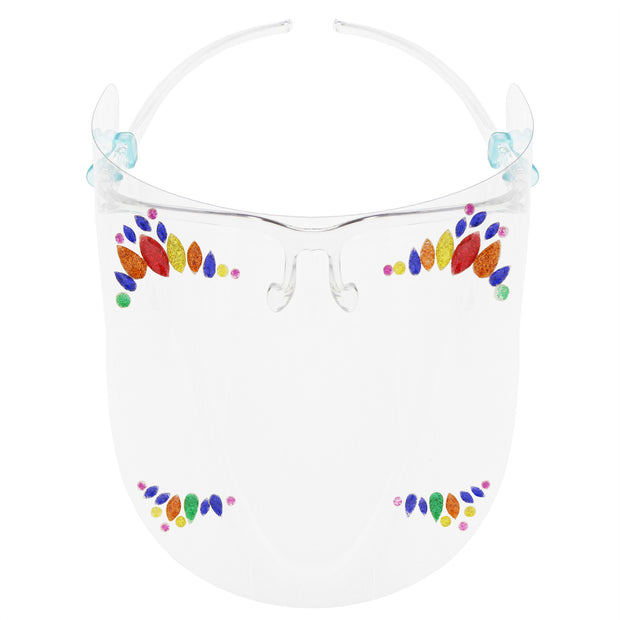 Full Face Shield Visor Glasses with Self Adhesive Face Gems/ Jewels