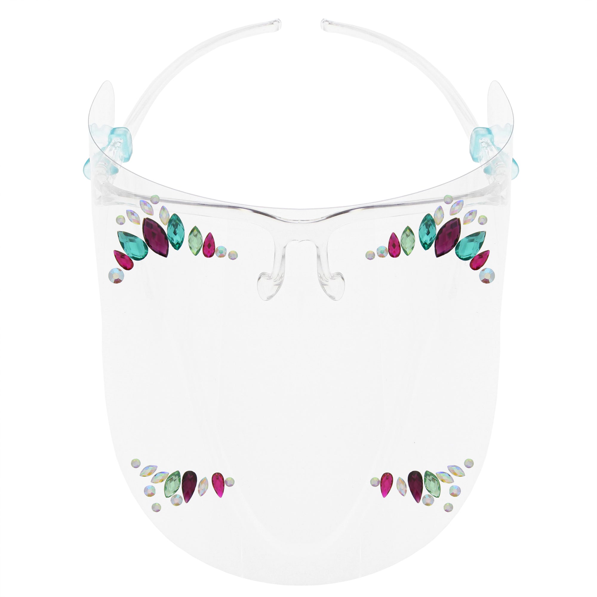 Full Face Shield Visor Glasses with Self Adhesive Face Gems/ Jewels