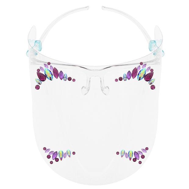 Full Face Shield Visor Glasses with Self Adhesive Face Gems/ Jewels