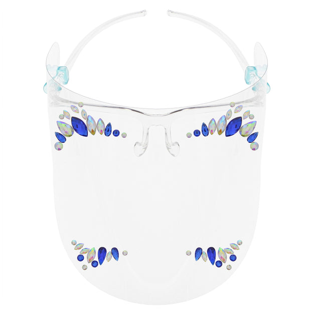 Full Face Shield Visor Glasses with Self Adhesive Face Gems/ Jewels