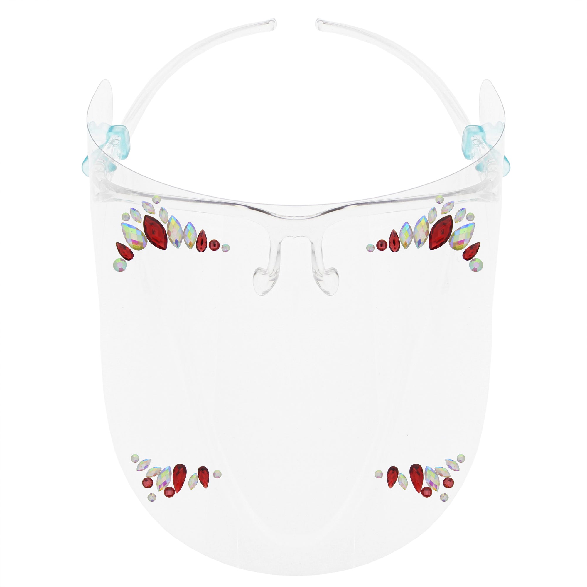 Full Face Shield Visor Glasses with Self Adhesive Face Gems/ Jewels
