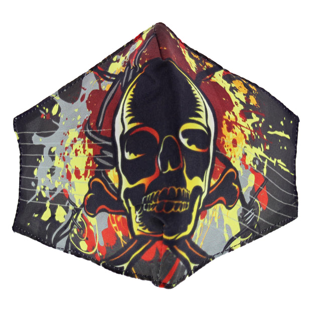 Flaming Skull & Crossbones Cotton Face Mask