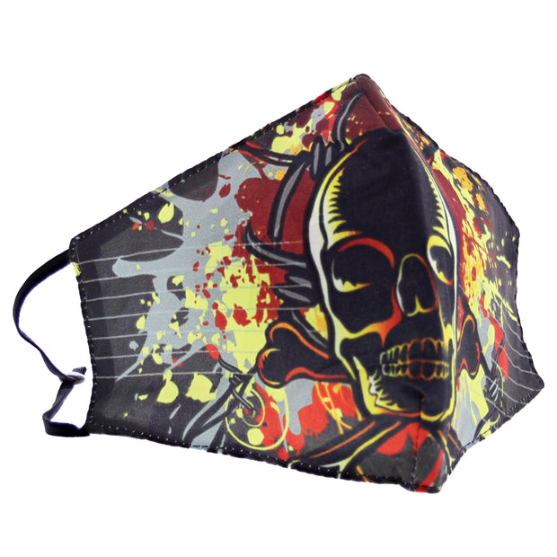 Flaming Skull & Crossbones Cotton Face Mask