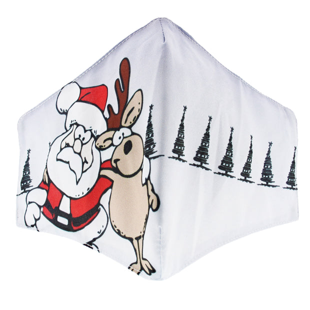 Santa & Rudolph in North Pole Cotton Face Mask