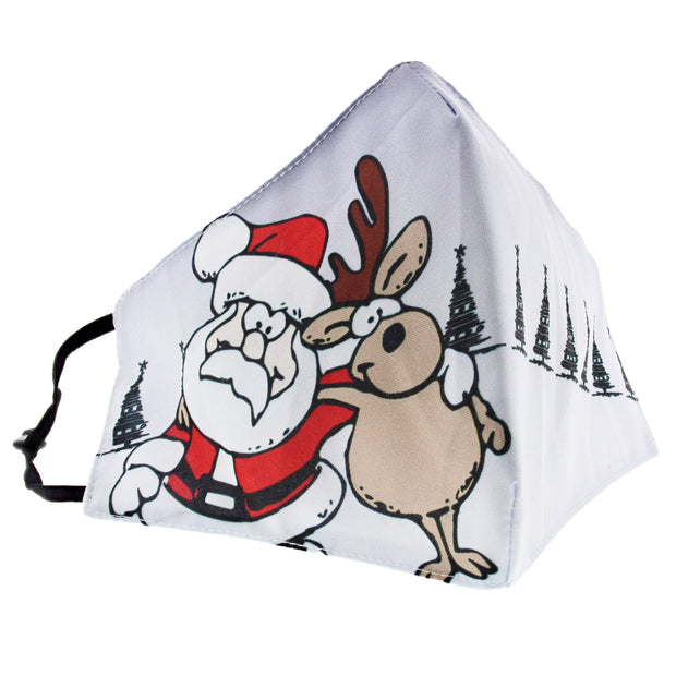 Santa & Rudolph in North Pole Cotton Face Mask