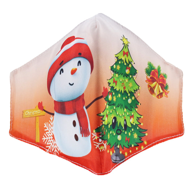 Jolly Little Snowman & Christmas Tree Cotton Face Mask